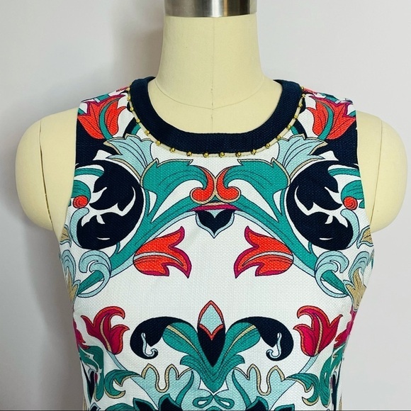 Laundry by Shelli Segal Printed Beaded Neck Dress- Size 6 - Picture 3 of 9